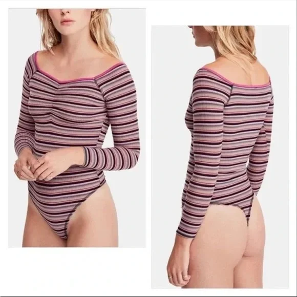 Free People Put a Stripe on it bodysuit size small - Picture 2 of 5